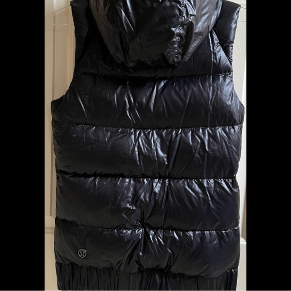 🍒LULULEMON FLUFFIEST GOOSE DOWN VEST sz 6 BLACK Awesome Jacket w/HOOD REVERSES